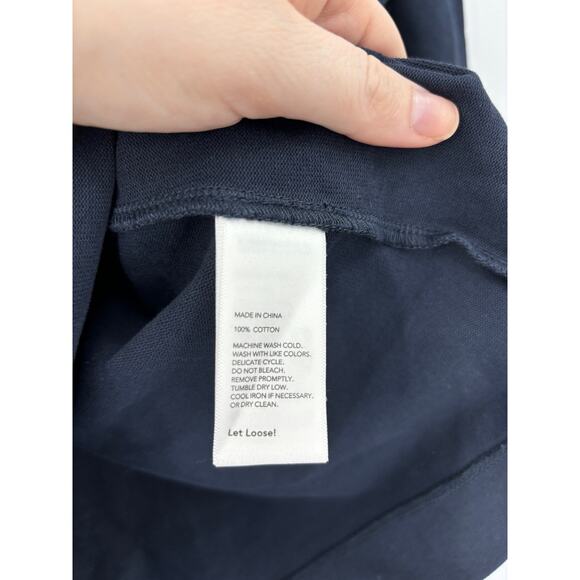 Kate Spade Saturday Top Womens Small Slip Neck Shirt Navy Blue 3/4 Sleeve Cotton - Picture 5 of 5